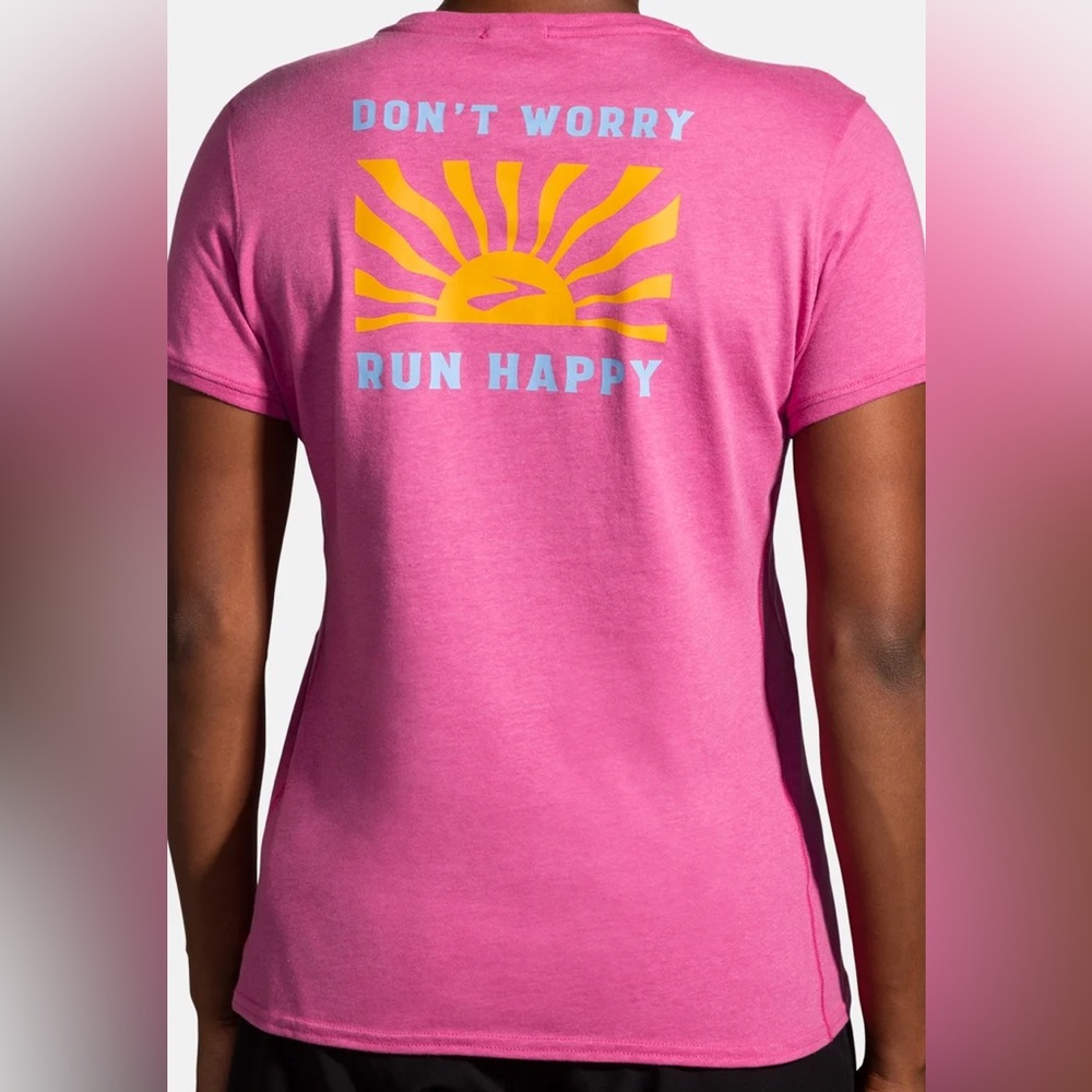 ⬇️⭐️ Brooks DISTANCE SHORT SLEEVE 2.0 T-shirt frosted mauve sunny pink Size XXL